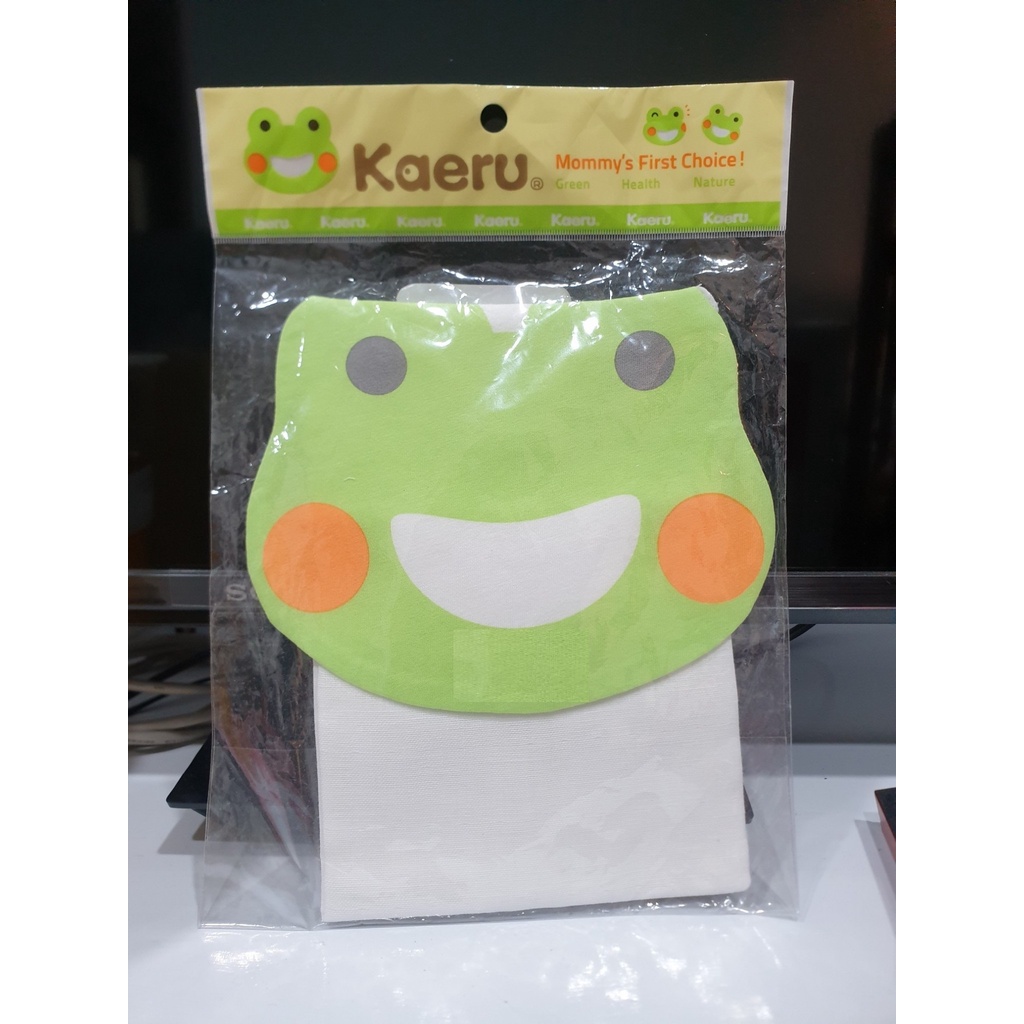 正品正版正貨►嬰兒嬰幼兒 台灣製 Kaeru 100%純棉純綿 哈皮蛙造型雙層加大吸汗背巾隔汗巾 吸汗巾 青蛙綠色