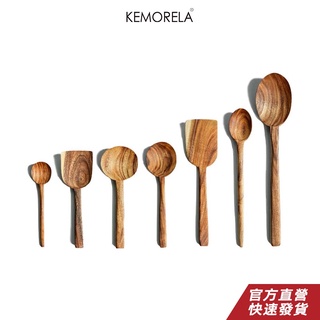 KEMORELA 泰國柚木廚具 鍋鏟 精品鍋鏟 柚木木製咖啡勺 用於烹飪木製廚房廚具廚房用品工具套裝 鍋鏟 廚具