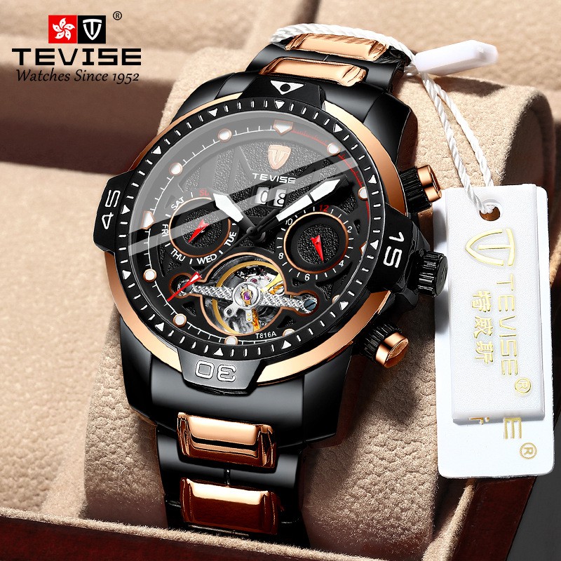 【天天優選百貨】TEVISE品牌新款瑞士手錶男士外貿爆款歐美時尚全機械防水男士手錶