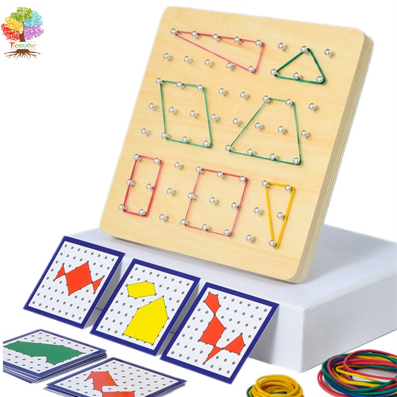 【樹年】 蒙特梭利蒙氏教具 幾何創意釘板 兒童圖形早教玩具 幼兒益智數學木製釘板