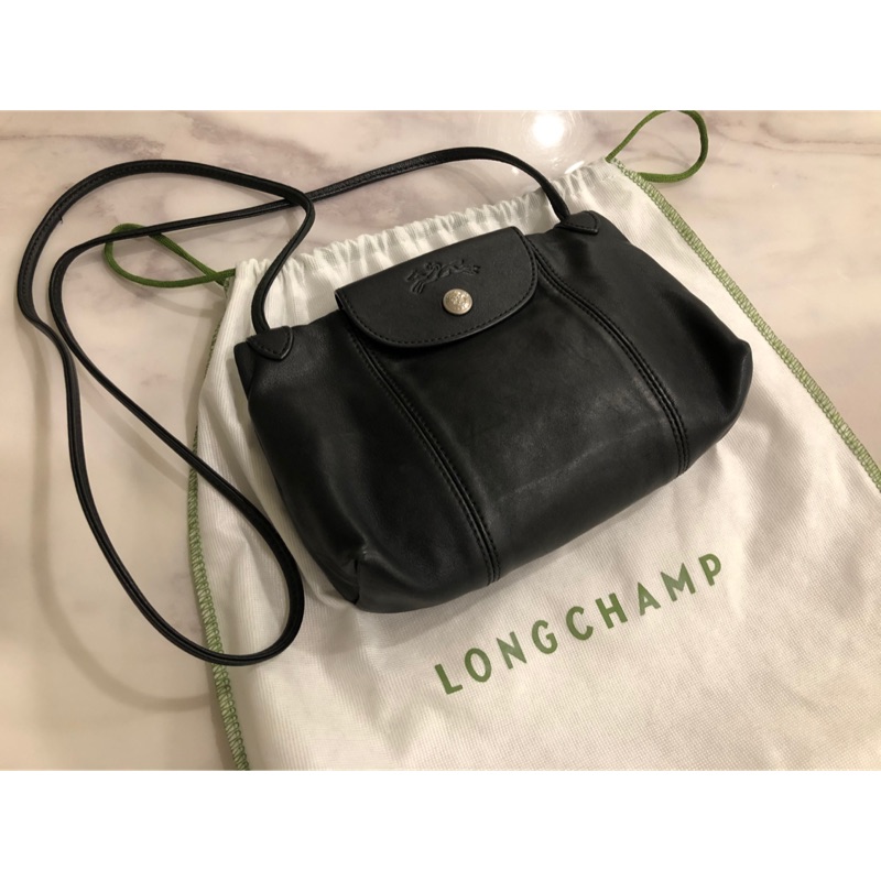 專櫃購入》Longchamp 小羊皮斜背小包（二手）