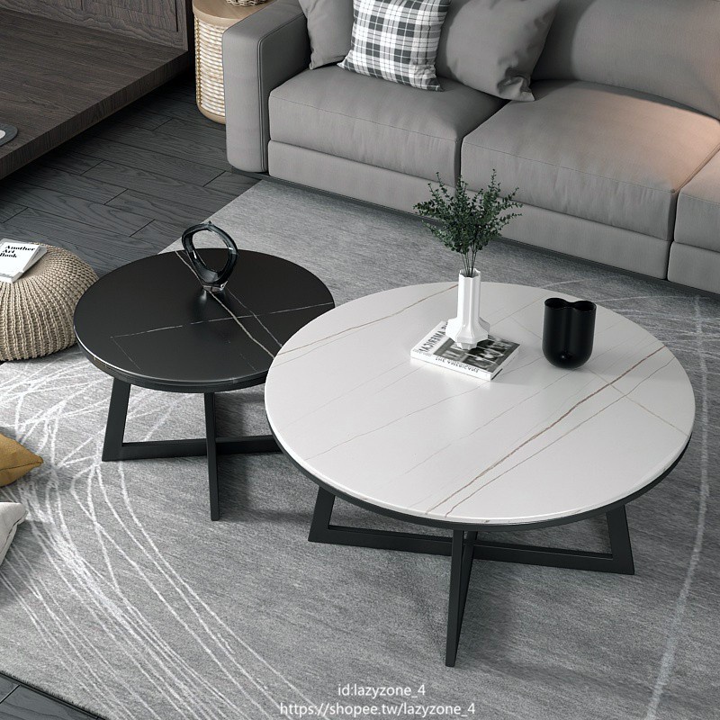 【慵懶家具】茶幾簡約北歐輕奢現代客廳家用大理石巖板沙發邊角幾圓形茶幾桌子