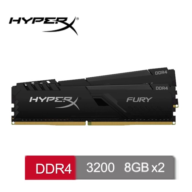 金士頓 16GB(8G*2)DDR4-3200 HyperX FURY(黑)(HX432C16FB3K2/16)