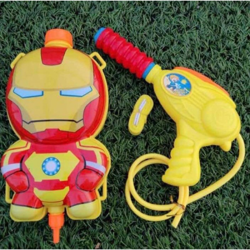 ✔️現貨⭐️夏天戲水玩具 ✔️鋼鐵人背包式水槍✔️ 🎉高壓大容量，戶外3歲6歲小孩抽拉式