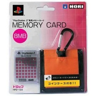 PS2周邊 日本原裝 HORI品牌 8MB記憶卡 Menory Card 8MB 桃紅點點圖樣 附掛勾收納包【魔力電玩】