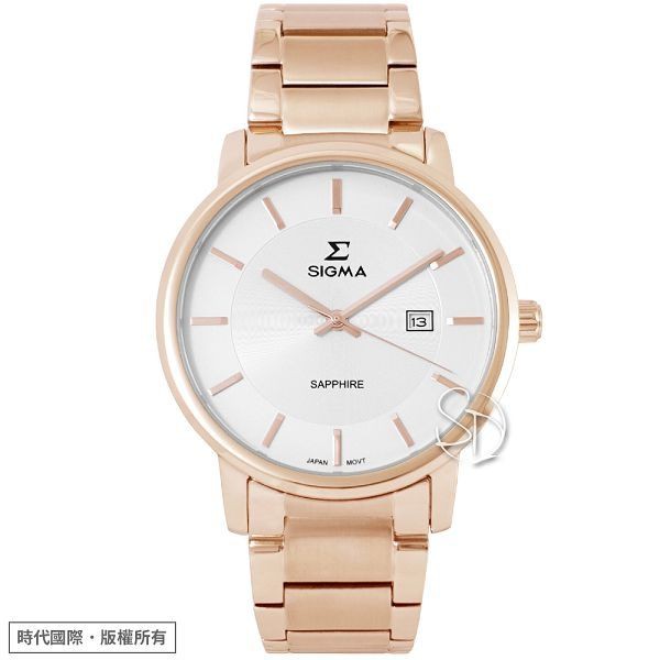 【SIGMA】1122M-R2 平價時尚 藍寶石鏡面 鋼錶帶日期手錶 白 玫瑰金 39mm 台南 時代鐘錶