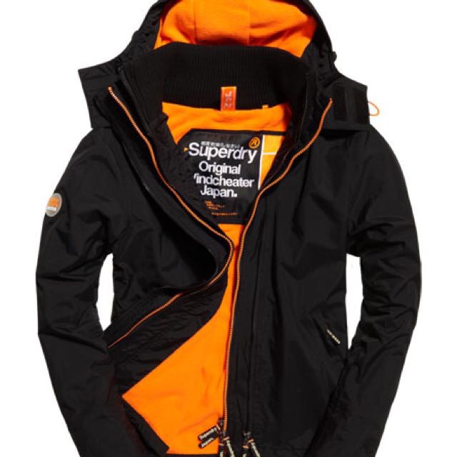 🇬🇧英國《Superdry 極度乾燥》Arctic 風衣 連帽 外套 防風 夾克 刷毛 黑色 橘色 二手價999元