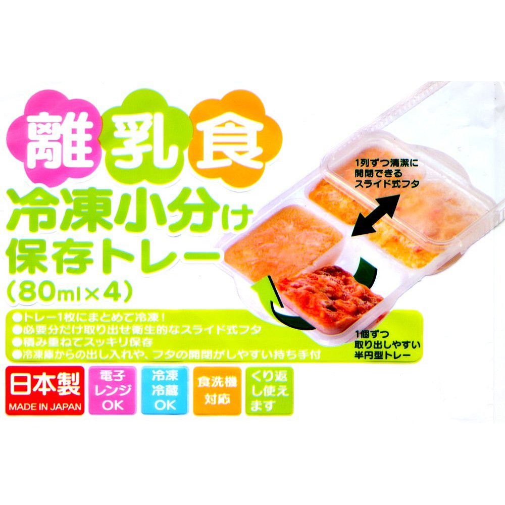 日本製 SKATER 離乳食冷凍分裝盒/副食品冷凍儲存盒(附蓋)80mlX4格＊JC小舖＊