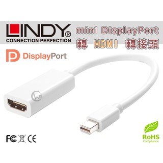 LINDY mini DP公 轉 HDMI母 轉換器 (41014)【相容Thunderbolt】