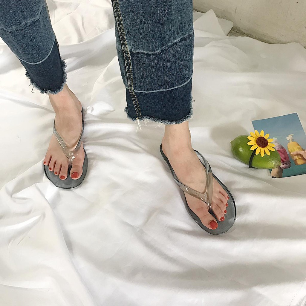 現貨 韓國lzzang時尚簡約休閑防滑室內外人字拖女新款夏季透明人字拖 蝦皮購物