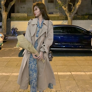 {現貨} 風衣女 風衣外套 長袖外套 韓版長款風衣 秋冬新款 英倫風 H型 大氣 時尚氣質寬鬆版長袖外套女