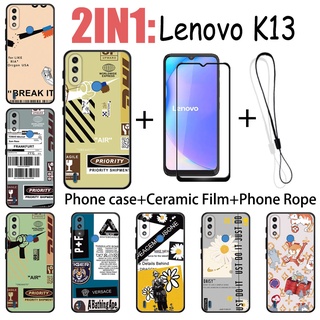 LENOVO 2 合 1 聯想 K13 手機殼帶鋼化玻璃陶瓷膜螢幕保護膜時尚系列