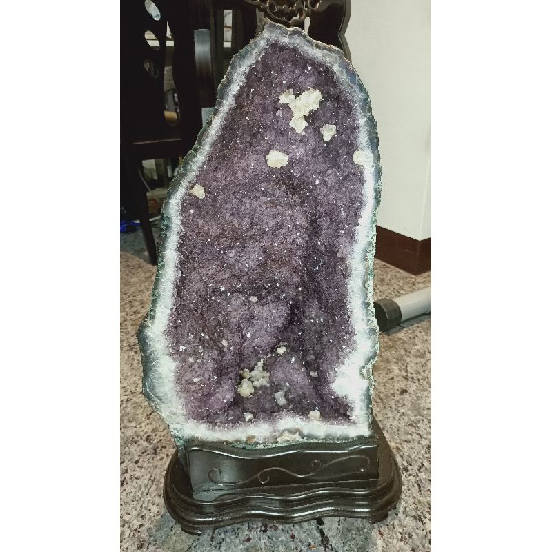 巴西紫水晶洞 ✨blingbling閃亮亮✨紫蘿蘭紫 方解石鈦晶黑碧璽共生