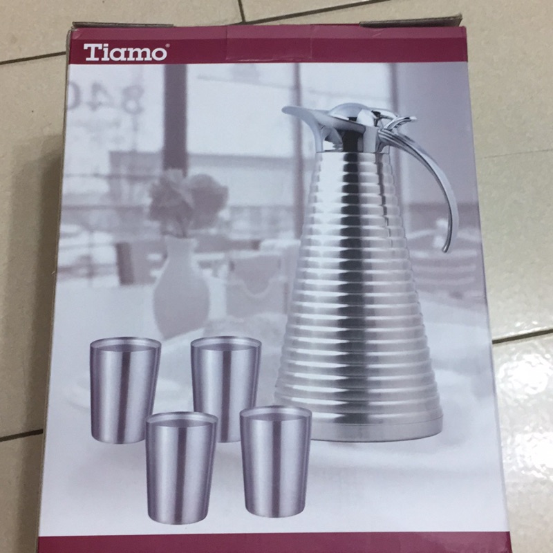 （全新）Tiamo 不銹鋼真空壺杯組 (1壺+4入杯)SP-1610