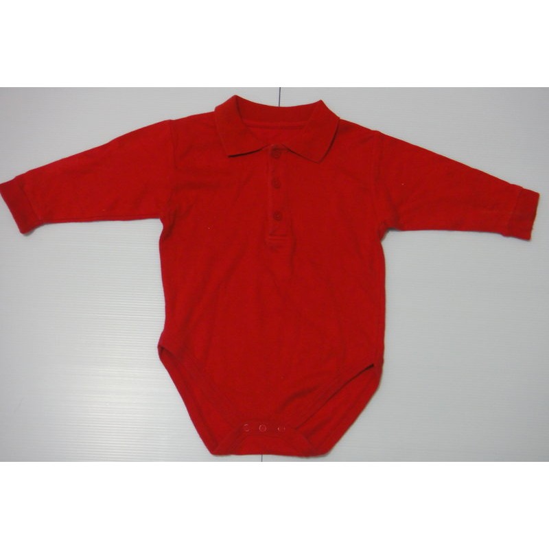 Mothercare 紅色 POLO衫 有領 長袖 連身 包屁衣 12-18M 可單穿或當背心裙內搭 下搭長褲 或吊帶褲
