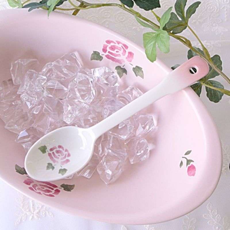 🌹日本製Many Rose玫瑰花陶瓷餐匙湯匙