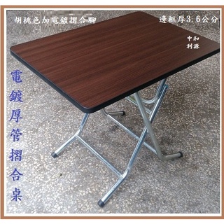 【臺灣製 可訂製】防火美耐板材質桌面 2*3尺 60*90 胡桃色 摺合桌 小吃桌 餐桌 長桌 摺疊桌 利源傢俱