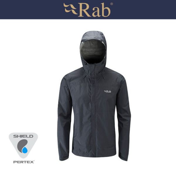 【RAB 英國 男 Downpour防水外套《黑》】QWF61/透氣外套/輕量/防風/悠遊山水