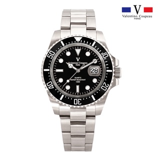 【范倫鐵諾 Valentino Coupeau】61589S-1 百米防水精密陶瓷黑水鬼潛水腕錶