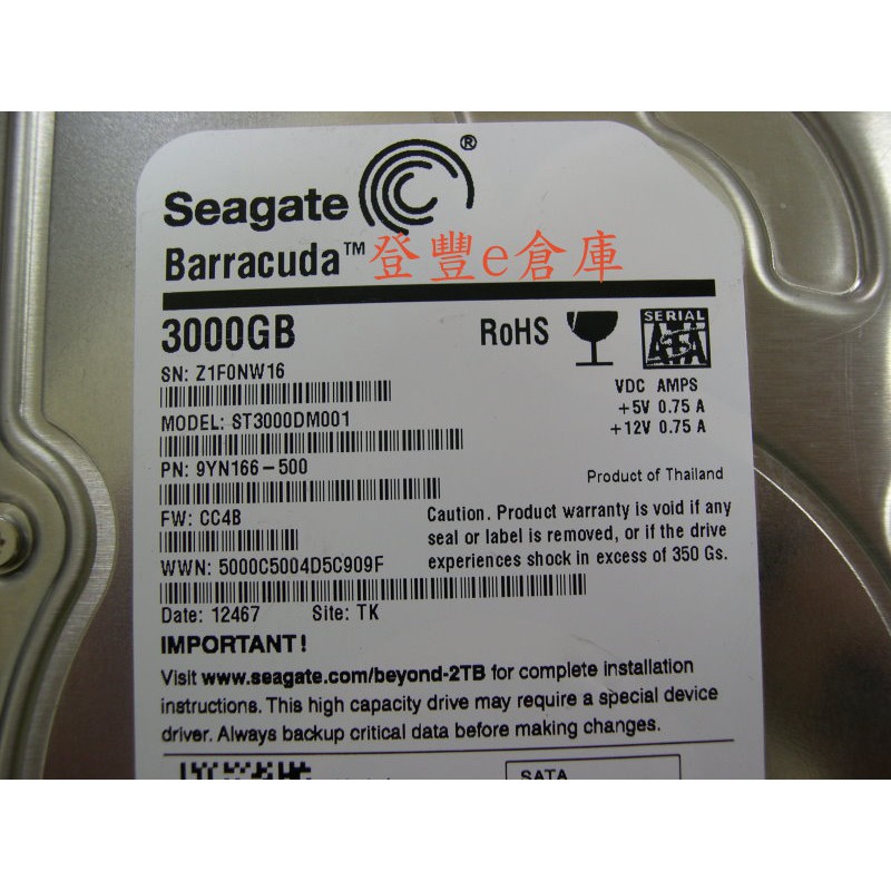 【登豐e倉庫】 TF104 Seagate ST3000DM001 3TB SATA3 硬碟 價不同