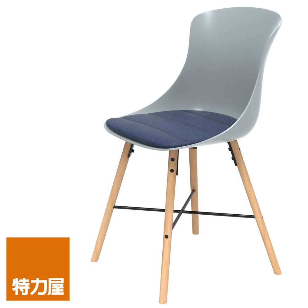 (組合) 特力屋 萊特塑鋼椅 櫸木腳架30mm/灰椅背/丹寧座墊