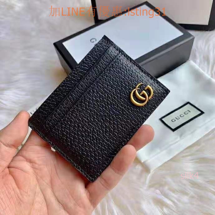 顶級品質 Gucci Marmont 名片夾卡夾信用卡夾黑色gucci名片夾雙g印花壓花gg標誌蜜蜂款 蝦皮購物