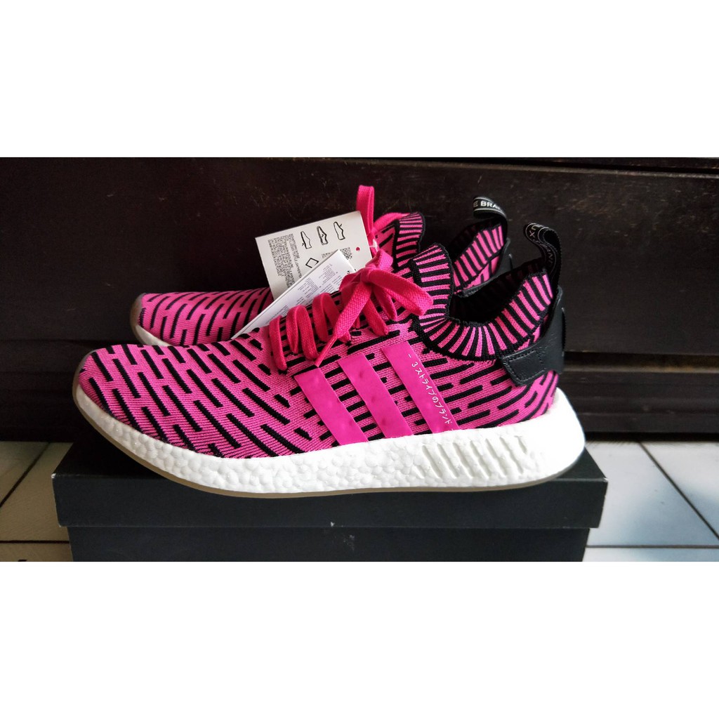 全新Adidas NMD R2 PK PRIMEKNIT 粉紅 桃紅 編織 日文字 雨滴 跑步 走路 潮鞋-US11.5