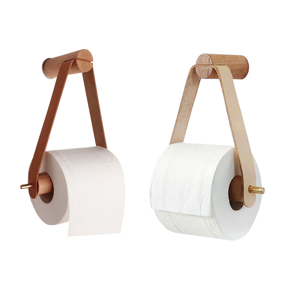 歐式簡約 實木紙巾架 廁所捲紙架子 家用皮革廁紙盒 學生宿舍衛生間衛生紙架