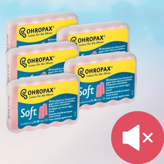 現貨💎OHROPAX Soft  泡棉式降噪舒適耳塞 隔音抗噪 五對入 降噪 旅遊 打呼