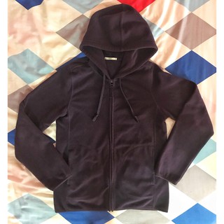 Lativ micro fleece 刷毛保暖連帽外套 深紫色