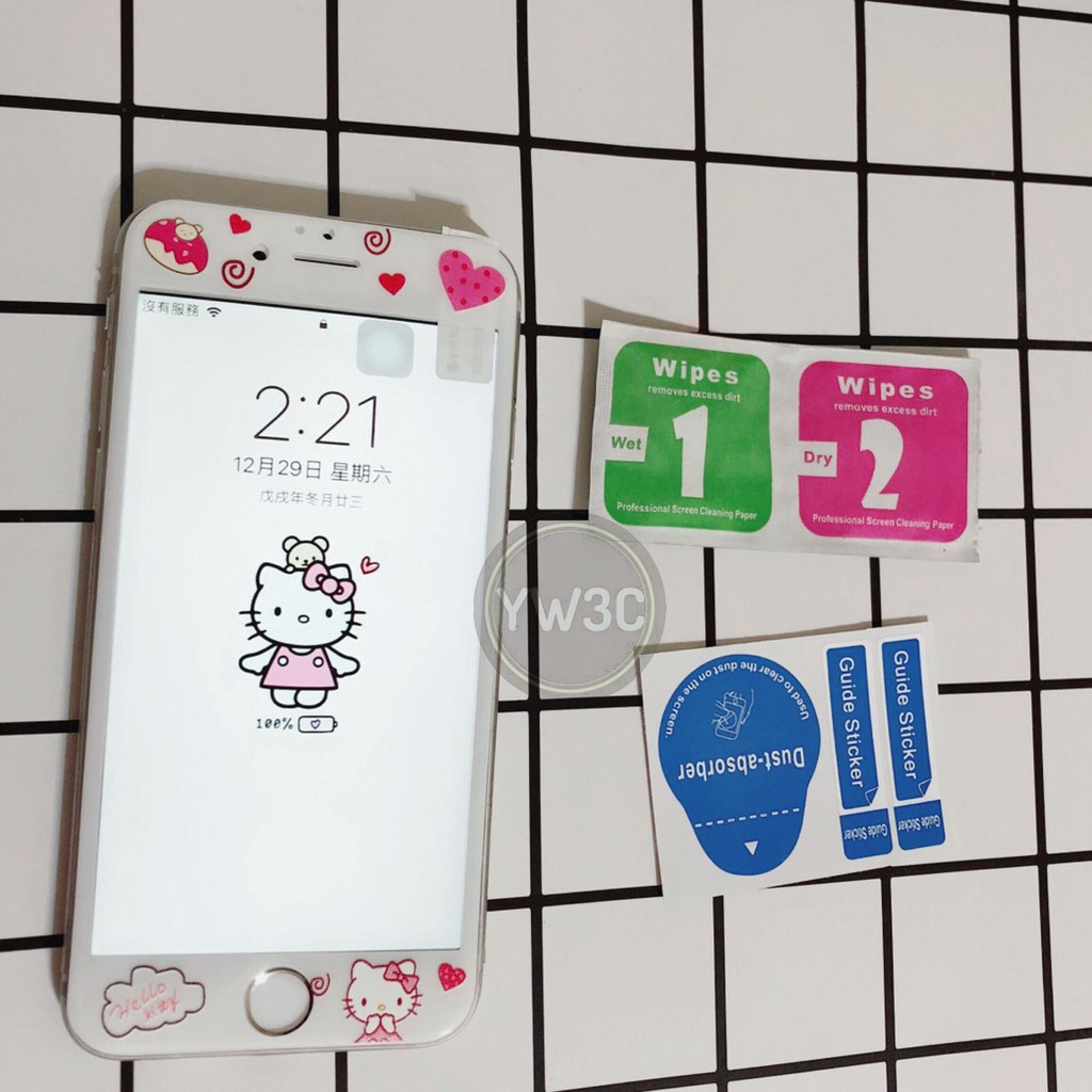 【YW3C】i6 i6plus i7 i7plus i8 i8plus kitty 凱蒂貓 不碎邊滿版 保護膜 保護貼