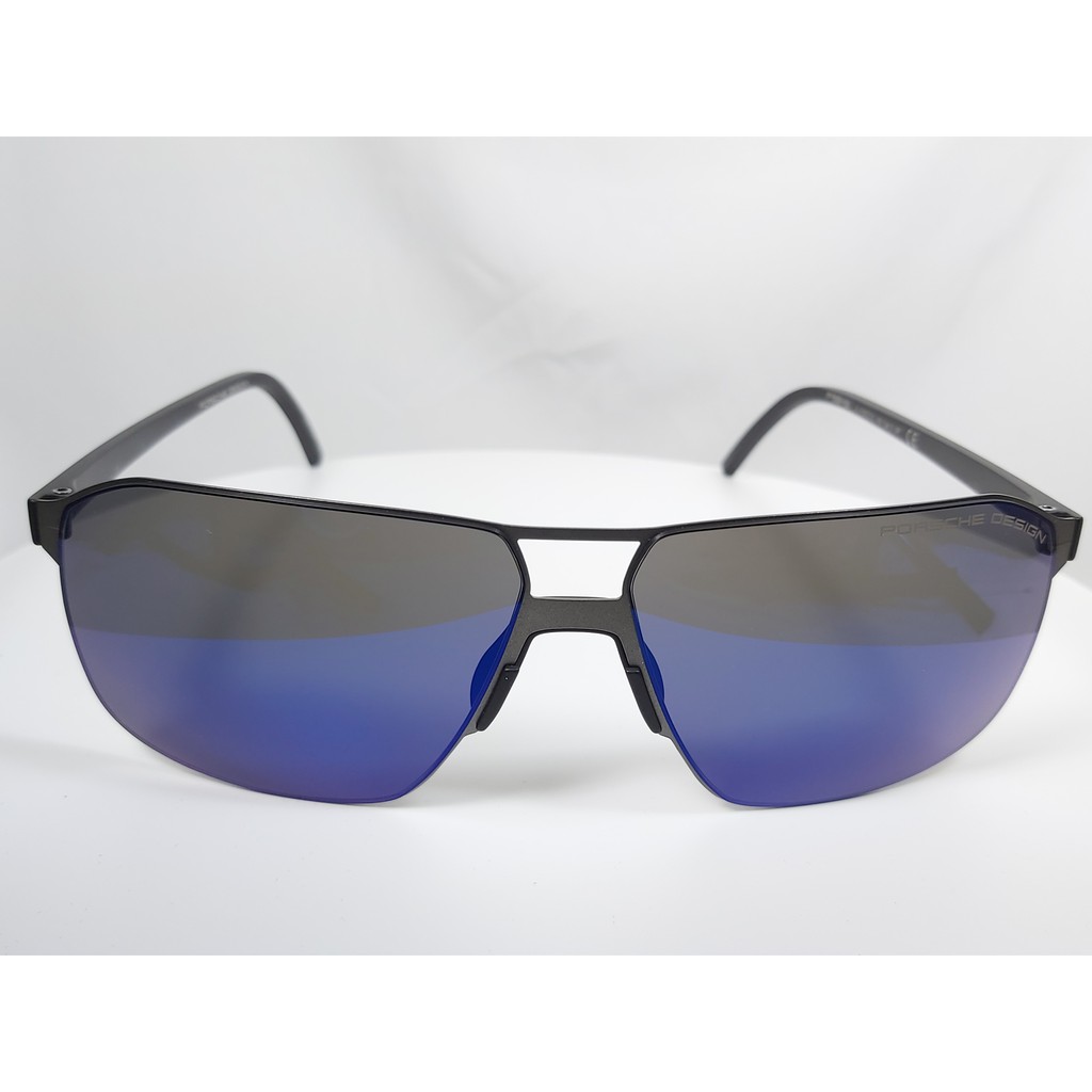 『逢甲眼鏡』PORSCHE DESIGN太陽眼鏡 全新正品 金屬灰方框 深藍鏡面 飛官款【P8645 A】
