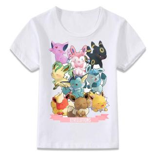 兒童衣服 T 卹 Pokemon Eevee Evolution 兒童 T 卹, 適合男孩和女孩蹣跚學步襯衫 T 卹