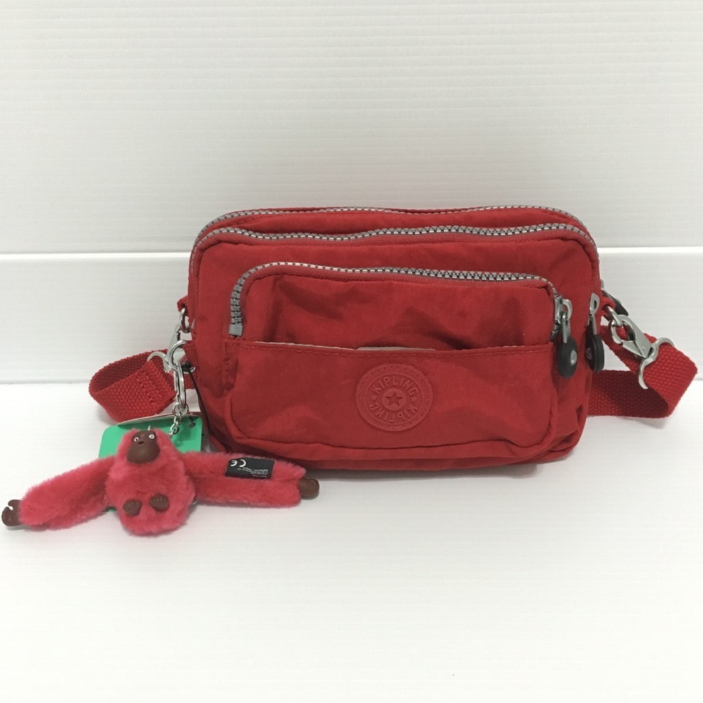 （保留）[全新正品] KIPLING AC2491 腰包/斜背包/手拿包/多功能 (大紅色)