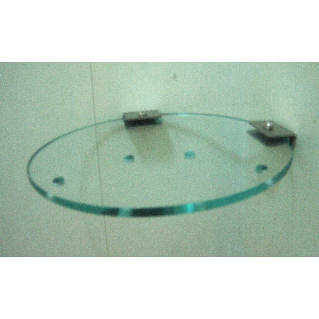 玻璃置物平台 強化玻璃 浴室置物架 不銹鋼玻璃夾 170*130*6mm