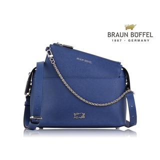 【寧寧精品】台中30年皮件店 BRAUN BUFFEL 麥蓓格系列 藍色真皮斜背包 BF666-11-1 男背包區