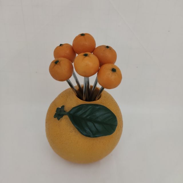 可愛造型橘子水果叉子