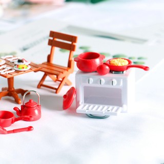 🛒臺灣現貨 Dollhouse娃娃屋微縮食玩場景迷你傢俱模型袖珍廚房玩具烤箱湯鍋