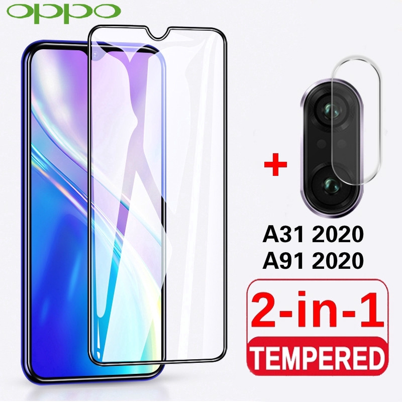 (2in1) 膠片​鋼化玻璃​ 屏幕保護膜帶相機鏡頭保護膜適用於 OPPO A31 2020 A91 2020 手機