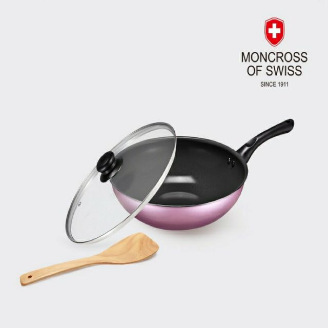 MONCROSS OF SWISS 黑陶瓷香檳紫不沾鍋組