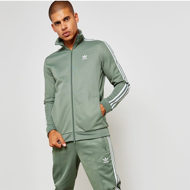 Adidas Originals Track Jacket 男款三葉草軍綠色拉鍊口袋棉質立領外套DH5820 | 蝦皮購物