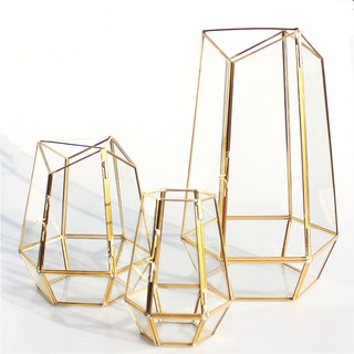 zakka 燭臺 蠟燭臺 玻璃燭臺 黃銅燭臺 金色 花器 花瓶 微景觀花器 玻璃花房 臺灣出貨 生活雜貨LCA01L5