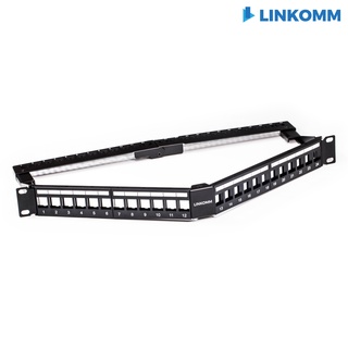【LINKOMM】V型空架跳線面板 1U 19吋 UTP 24P CAT5e CAT6 RJ45 Patch Panel