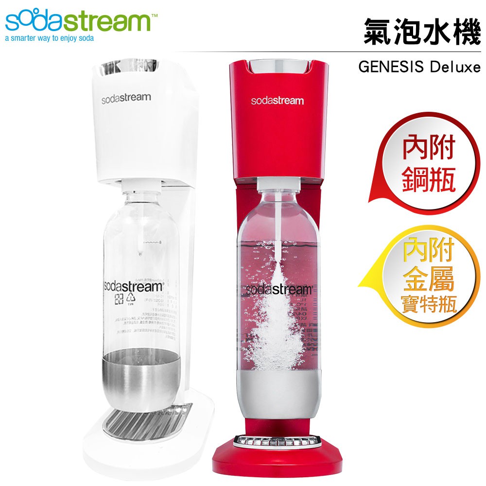 Sodastream GENESIS DELUXE 氣泡水機 金屬紅/金屬白