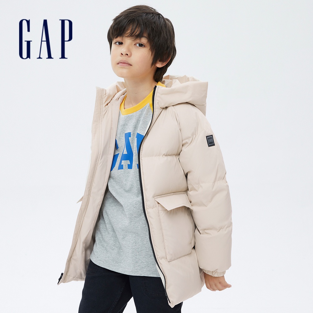 Gap 兒童裝 連帽羽絨外套-米色(707734)