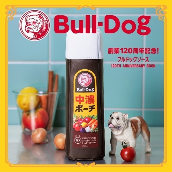 ♡Gracieux♡日本雜誌附錄 Bull-Dog 狗頭牌 中濃醬 日式炒麵醬 文具袋 化妝包 筆袋 收納袋 針線包