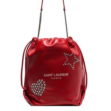 Saint Laurent 聖羅蘭 YSL 538448 軟羊皮水晶裝飾 Teddy 抽繩水桶包