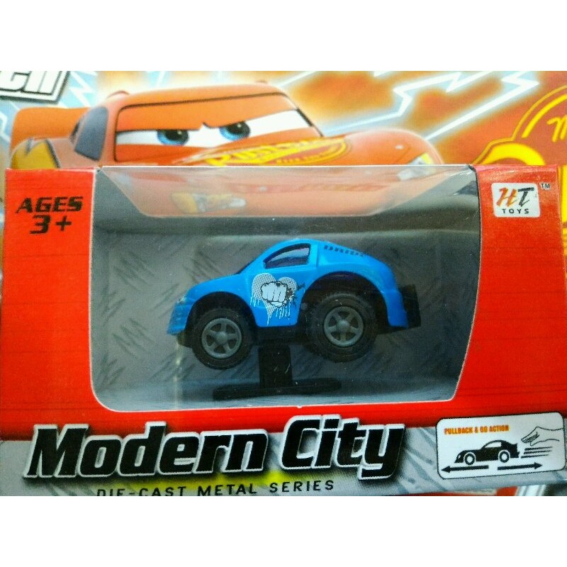 藍色微型合金小車 現代城市 往後拉會跑 超可愛微型玩具車