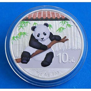 [現貨]中國 紀念幣 2014 1oz 彩色熊貓紀念銀幣 原廠