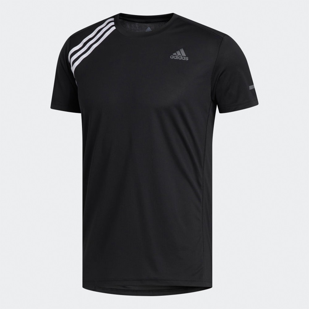 Adidas 男款黑色經典三線慢跑短袖上衣-NO.ED9294